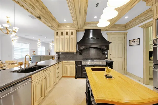 a bedroom with a bed and table