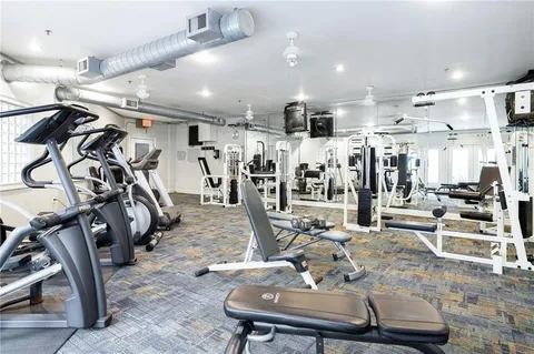 a view of a room with gym equipment
