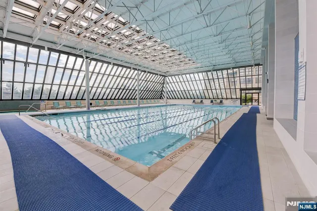 a view of a lake with a city view