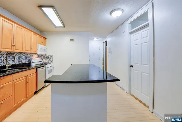 a kitchen with stainless steel appliances granite countertop a refrigerator a sink and a stove