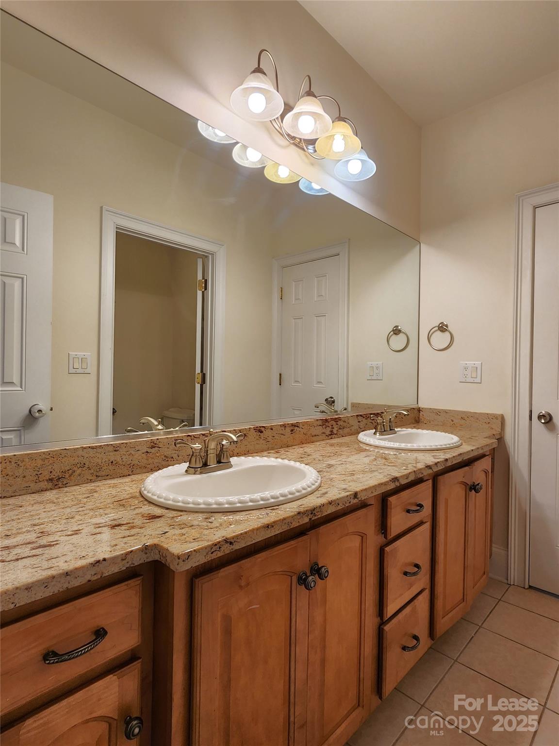 5524 Strabane Drive Matthews, NC 28104 - Photo 28 of 41 a bathroom with a granite countertop sink a large mirror and a sink