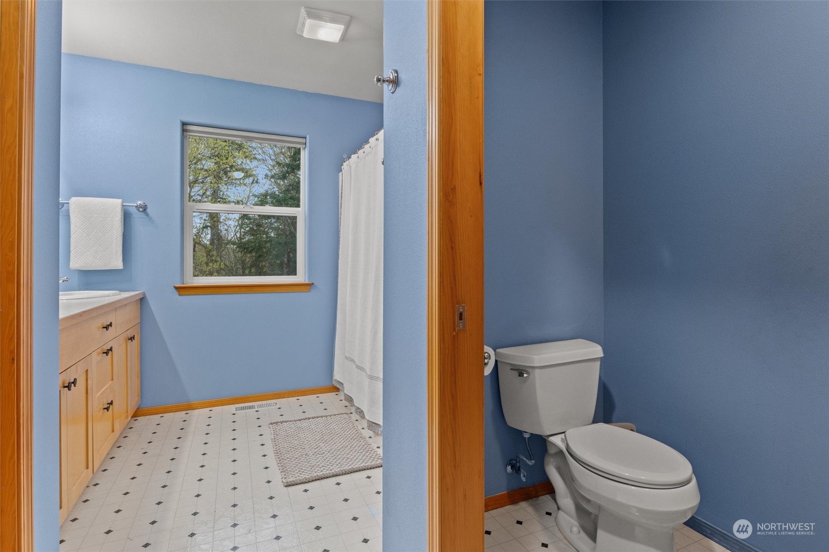 2068 Academy Road Bellingham, WA 98226 - Photo 32 of 40 a bathroom with a toilet a sink a shower a mirror