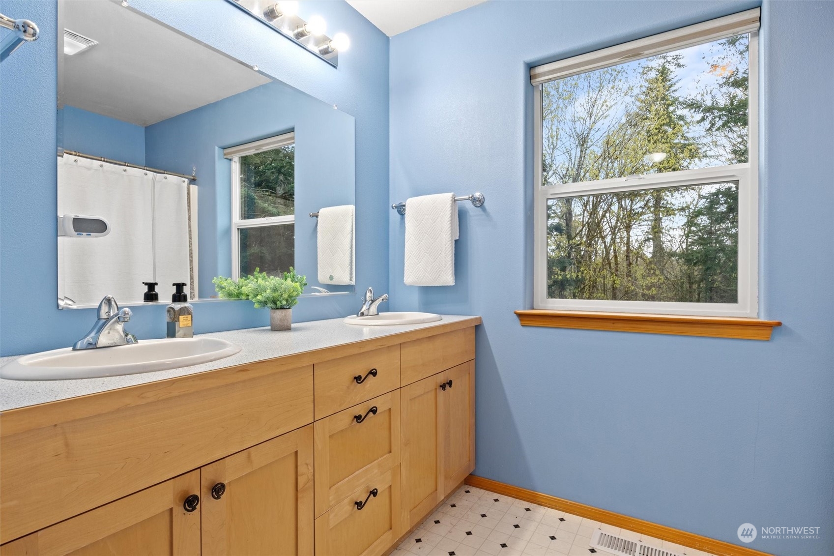 2068 Academy Road Bellingham, WA 98226 - Photo 33 of 40 a bathroom with a sink mirror and window