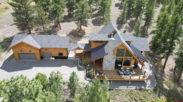 an aerial view of a house