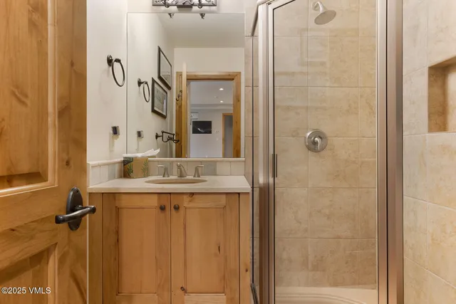 a view of a garden with an ocean