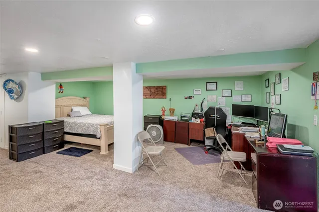 a workspace with furniture