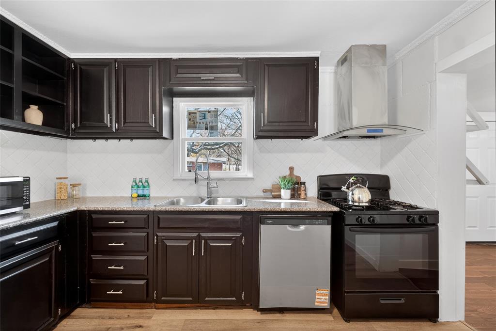 3417 Haltom Road Haltom City, TX 76117 - Photo 11 of 31 a kitchen with a sink and a stove top oven