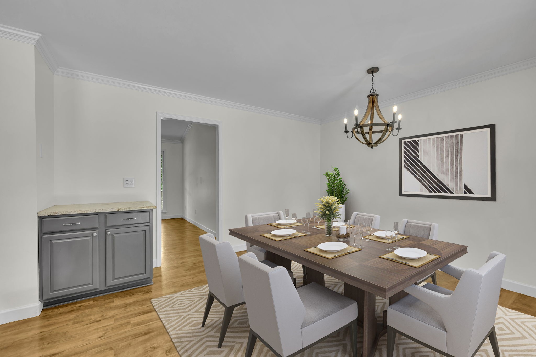 7707 Chester Road Fairview, TN 37062 - Photo 12 of 26 a view of a dining room with furniture wooden floor and chandelier