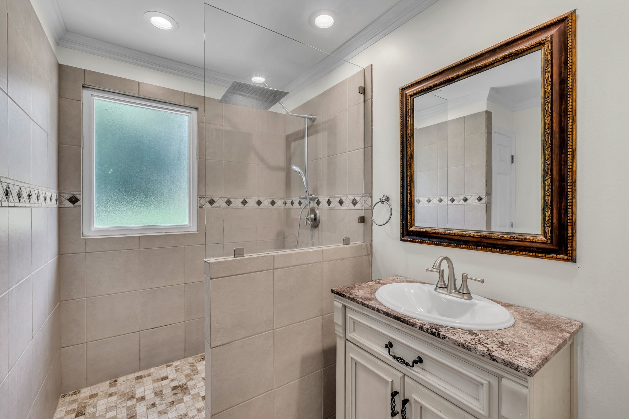 7707 Chester Road Fairview, TN 37062 - Photo 17 of 26 a bathroom with a granite countertop sink mirror and double