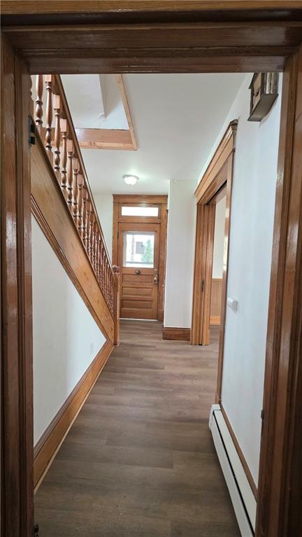 422 Beaver Street Wampum, PA 16157 - Photo 12 of 30 a view of a hallway with wooden floor and stairs