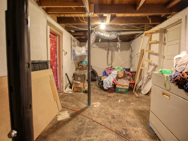 a utility room with a window