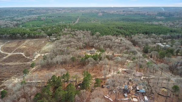 an aerial view of mountain with trees