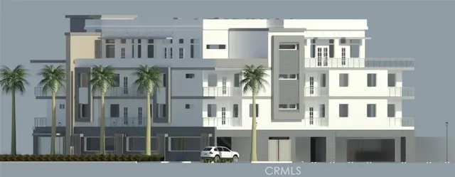 a front view of a building with glass windows