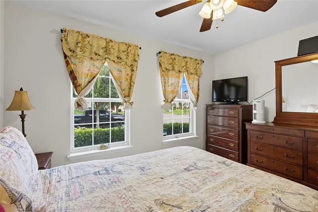 a bedroom with furniture and a flat screen tv