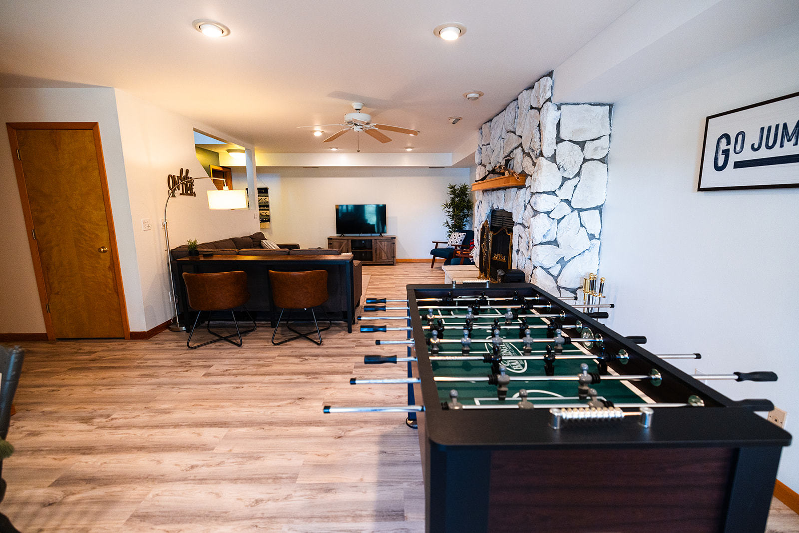 147 Lake Thunderbird Drive Putnam, IL 61560 - Photo 33 of 50 a room with gym equipment and wooden floor