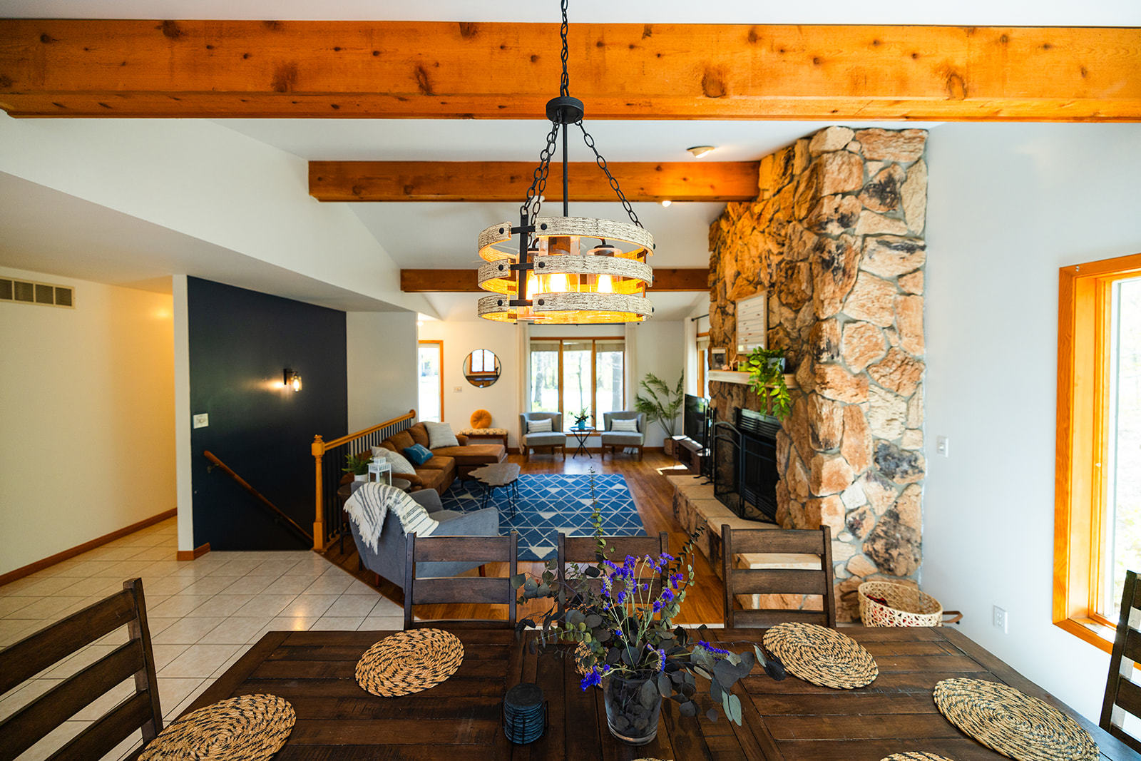 147 Lake Thunderbird Drive Putnam, IL 61560 - Photo 4 of 50 a view of a dining room with furniture and a chandelier