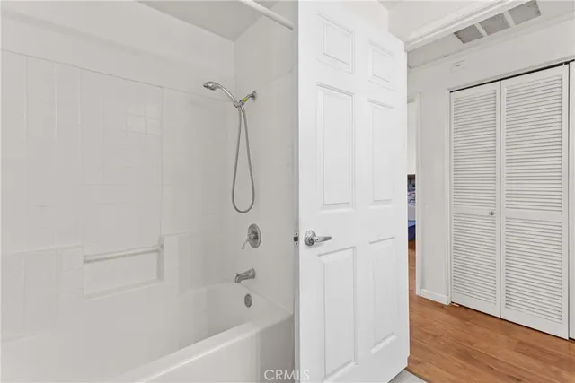 a bathroom with a bathtub