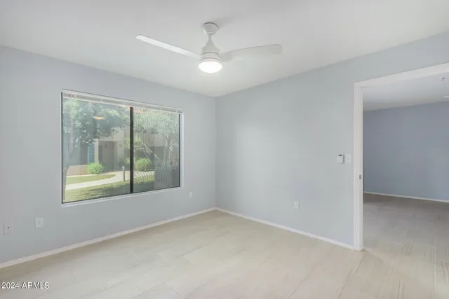 an empty room with window