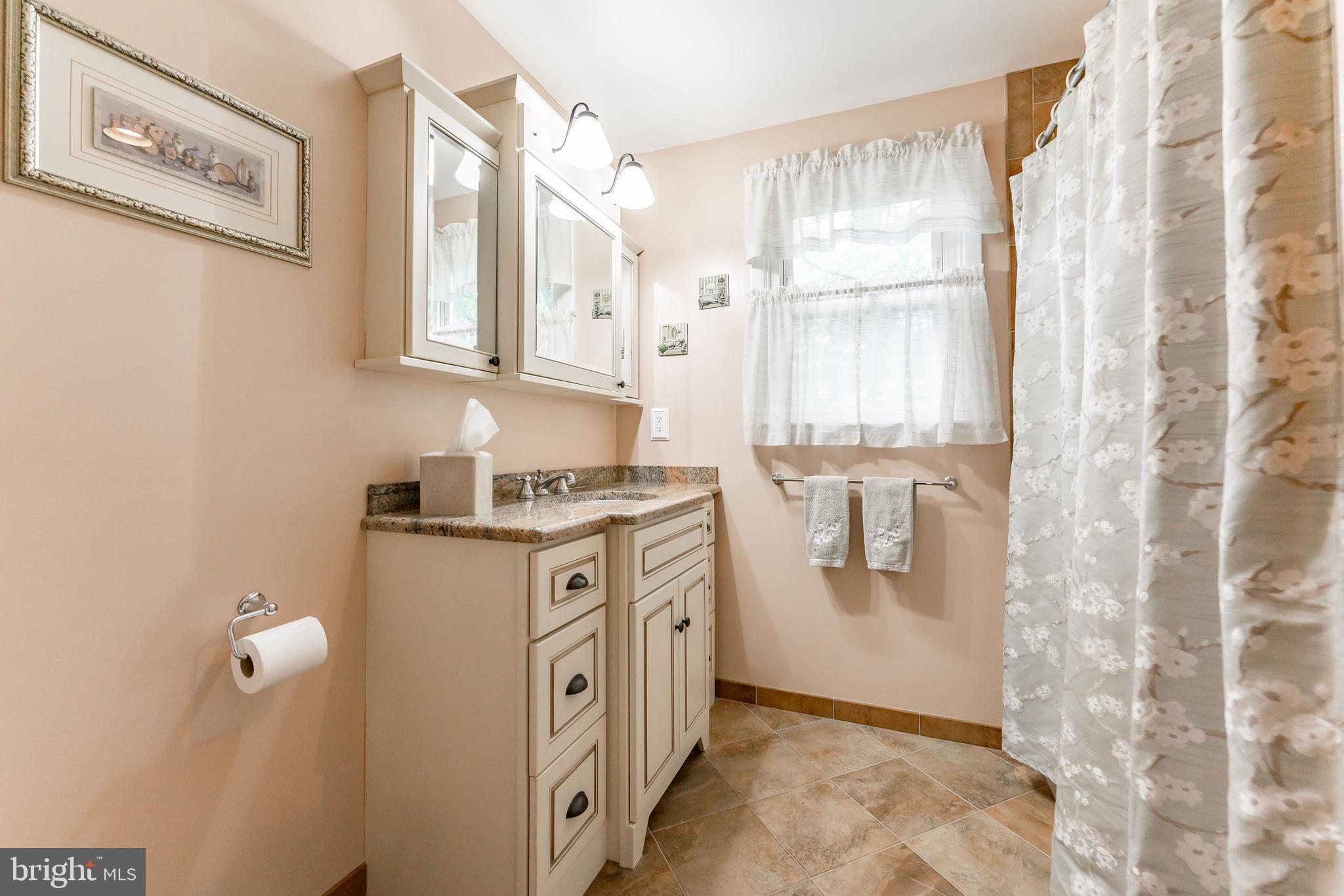 209 Beechtree Drive Broomall, PA 19008 - Photo 51 of 61 a spacious bathroom with a granite countertop sink a mirror and shower