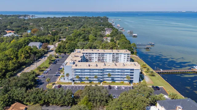 an aerial view of a house with a garden