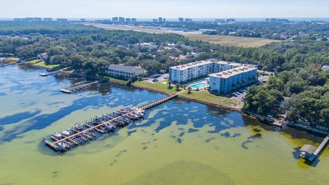 an aerial view of a house with a garden