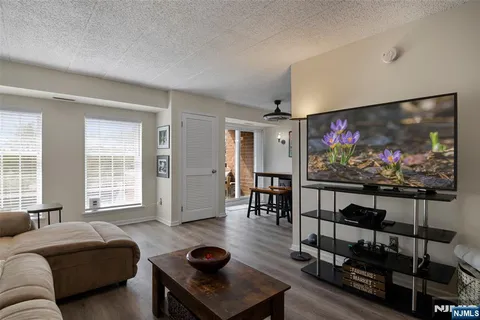 a living room with furniture a rug and a flat screen tv