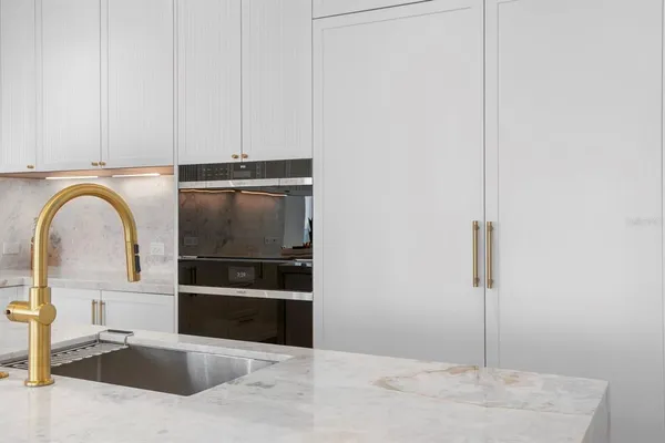 a view of balcony with wooden floor