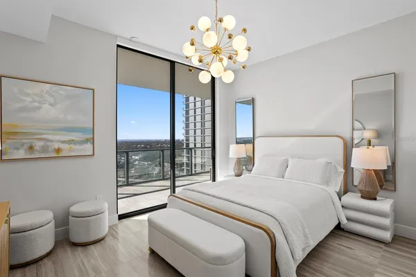 a view of a city with tall buildings in the background