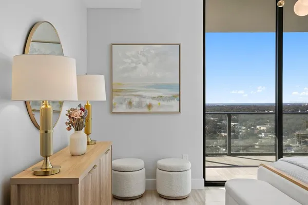 a view of a balcony with staircase