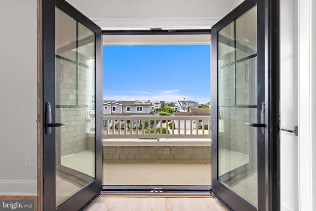a view of a balcony with city view