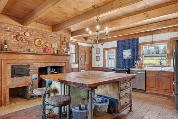 a table and chairs in a kitchen