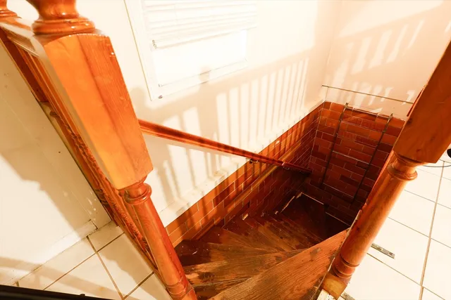 a view of a park with bench and trees