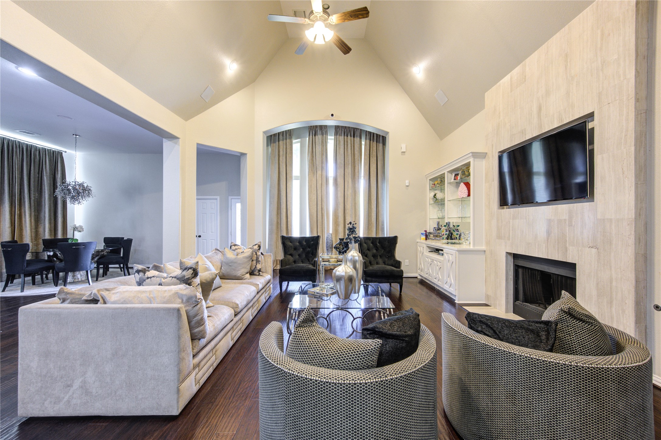 17539 Hankar Way Richmond, TX 77407 - Photo 8 of 34 a living room with furniture and a fireplace