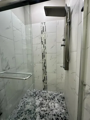 a bathroom with a shower