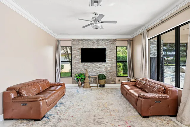 a view of a porch with a tv
