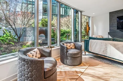 a living room with window