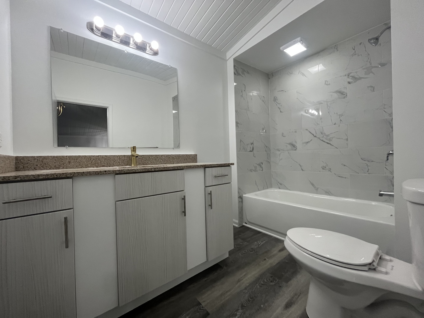 46 North 46th Road Mendota, IL 61342 - Photo 23 of 48 a bathroom with a toilet a sink a bathtub a mirror and vanity