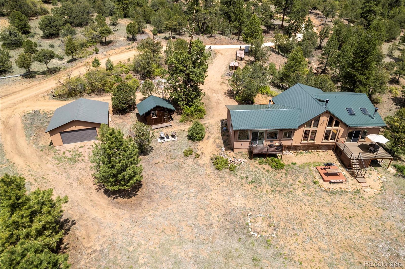 1111 Red Feather Road Cotopaxi, CO 81223 - Photo 31 of 37 an aerial view of a house with yard and mountain view in back