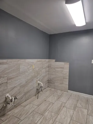 a bathroom with a window