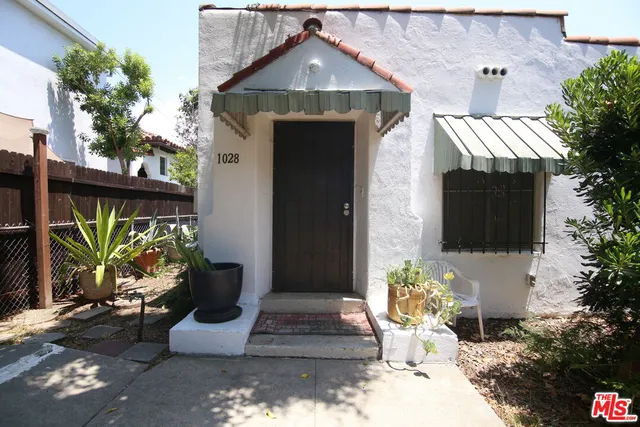 a front view of a house with patio