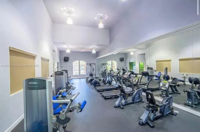 a view of a room with gym equipment