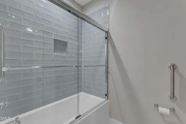 a bathroom with a bathtub