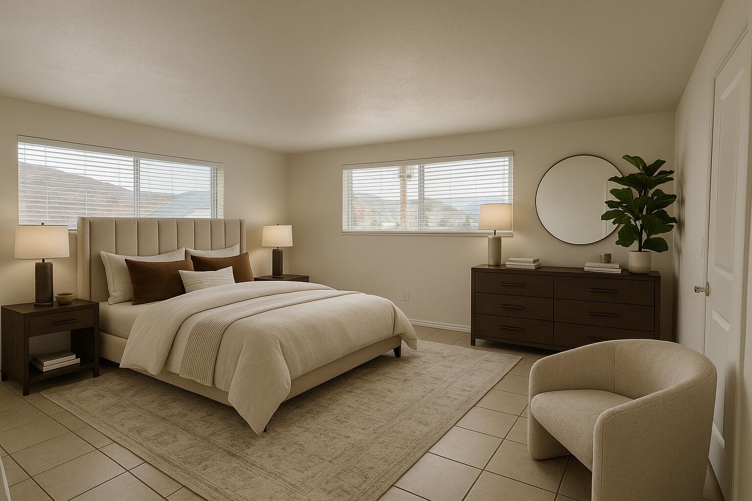 5958 El Reposo Street Joshua Tree, CA 92252 - Photo 4 of 30 a bedroom with a bed and a couch