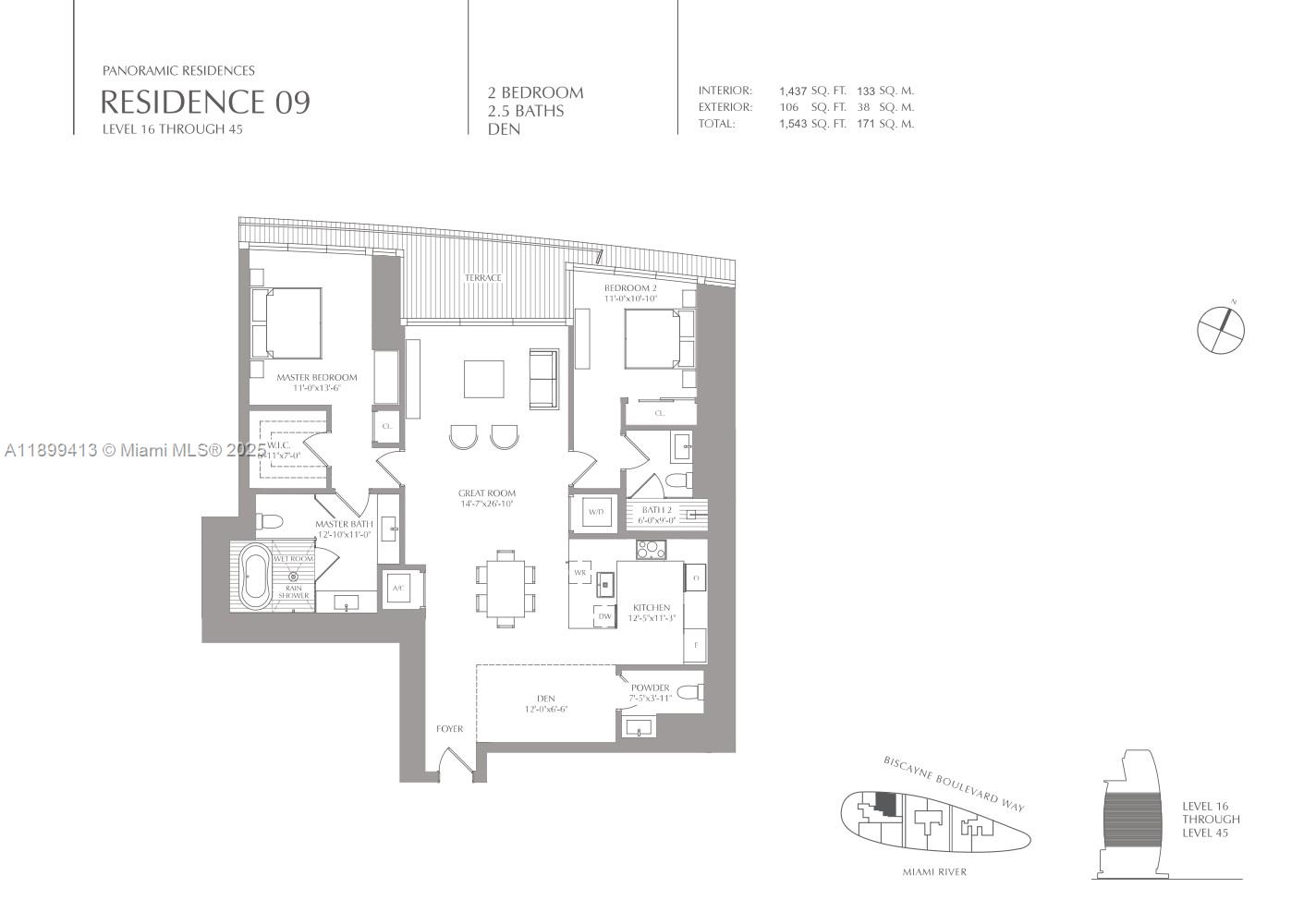 300 Biscayne Blvd Way, Unit 4909W Miami, FL 33131 - Photo 23 of 47 a picture of a floor plan