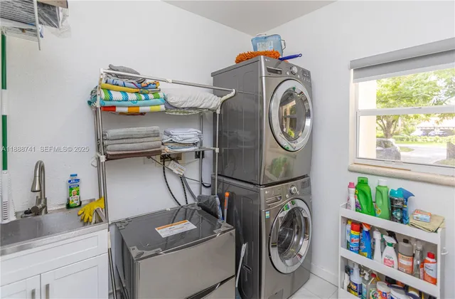 a balcony with trees in front of it