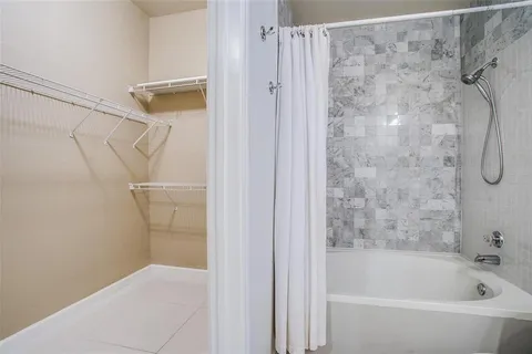 a bathroom with a bathtub