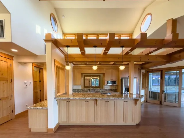 a view of a lobby with a couch