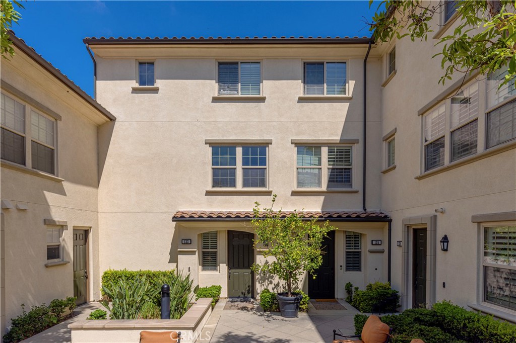 a front view of a multi story building