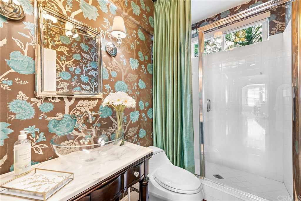 37 Oak View Drive Aliso Viejo, CA 92656 - Photo 19 of 46 a bathroom with a sink a toilet and shower