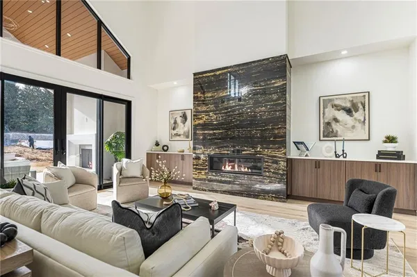 a living room with furniture